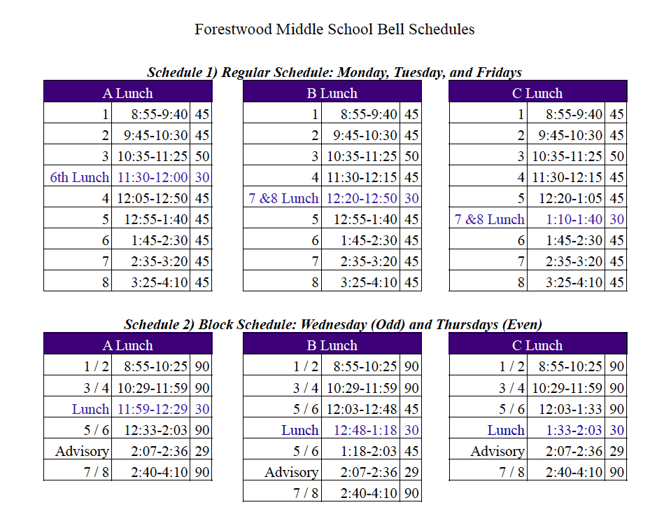 Bell Schedule